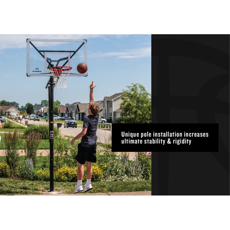 In-Ground Basketball Hoop with 54-Inch Infinity Edge Backboard & Height Adjustment