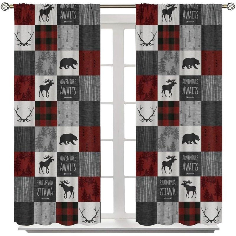 Rustic Farmhouse Kitchen Curtains - Blackout Polyester Window Treatments, 28x40 Inches
