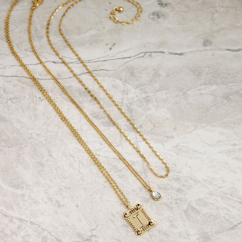 Initial Letter Gold Pendant Necklace Set for Women - Layered Monogram Jewelry, 3 Pieces