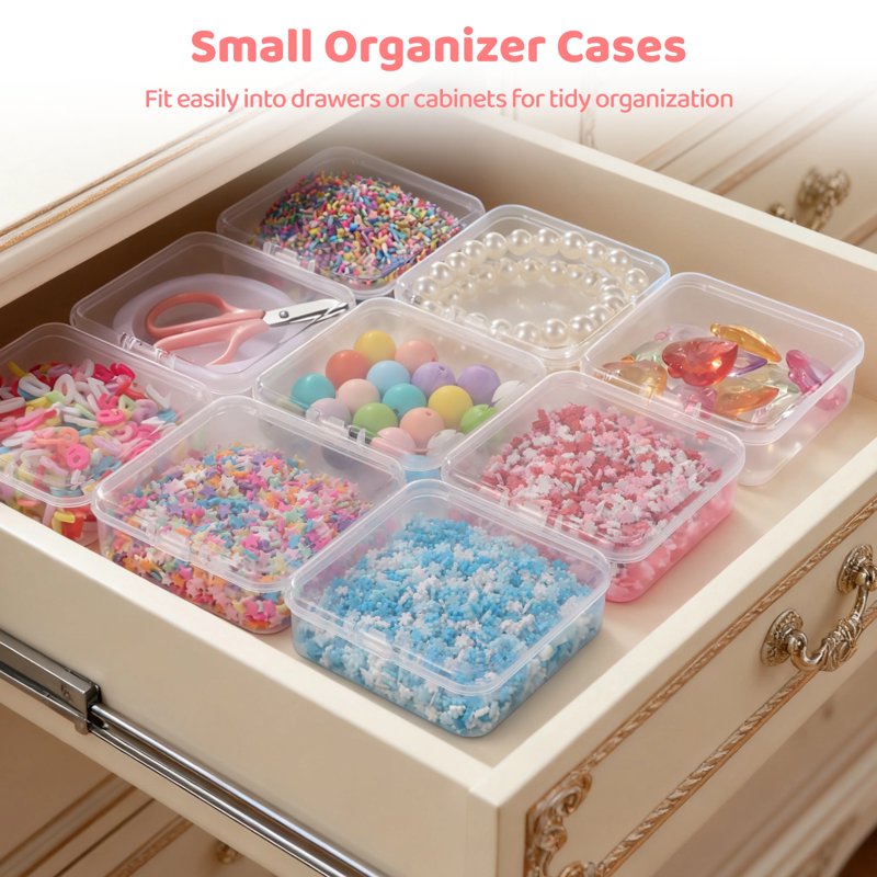 120PCS Small Plastic Bead Storage Containers with Hinged Lids - Clear Jewelry & Craft Organizer Boxes