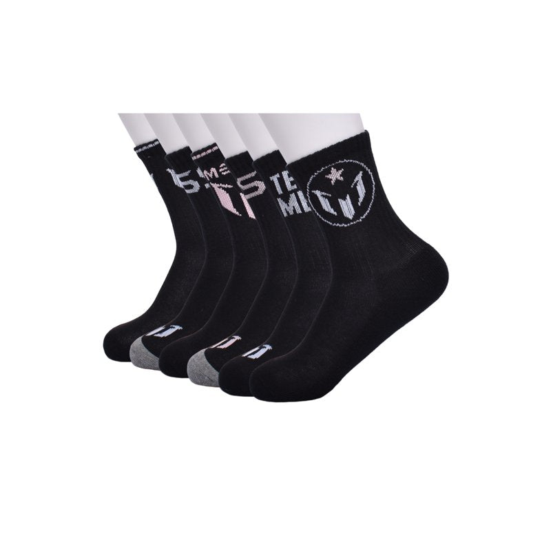 Messi Boys Crew Sock 6-Pack - Black, Size S