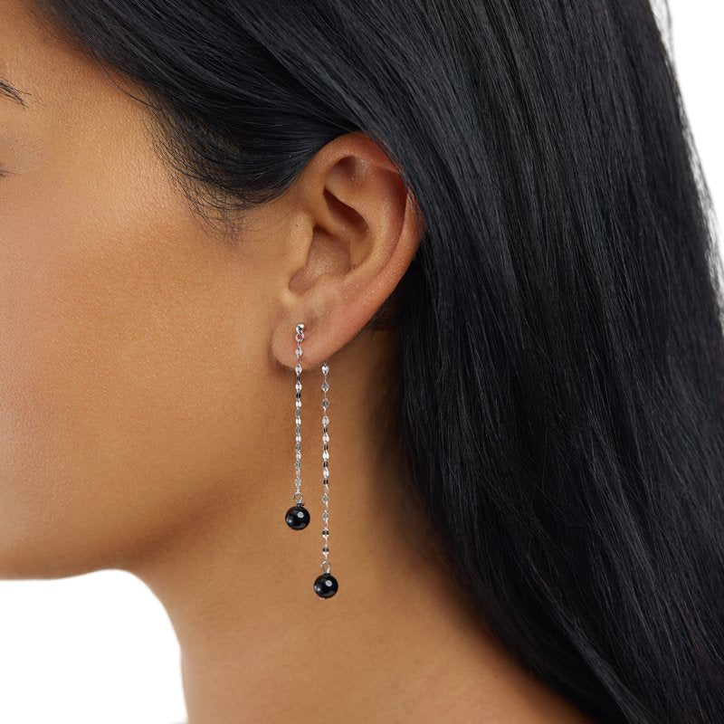 Sterling Silver Onyx Drop Earrings for Women & Teens - Elegant Jewelry
