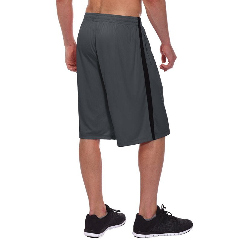 Men's Athletic Basketball Shorts with Zipper Pockets - Lightweight Workout Gym Shorts