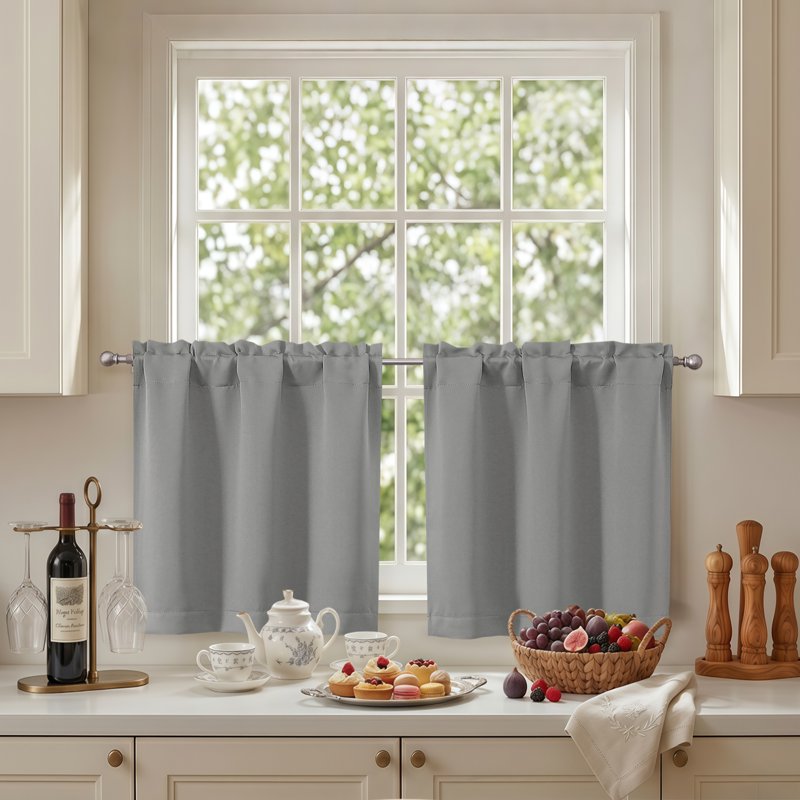 Blackout Curtain Panels 24 Inch Length for Small Windows - 2 Pack