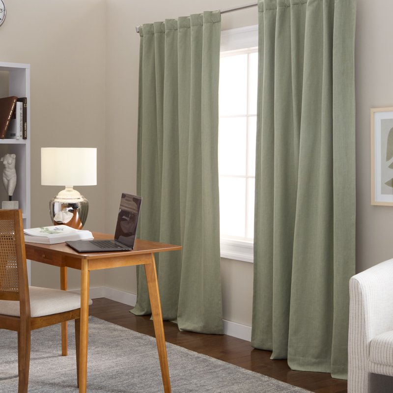 Indoor Blackout Linen Texture Curtains 2-Pack with Energy Saving Lining