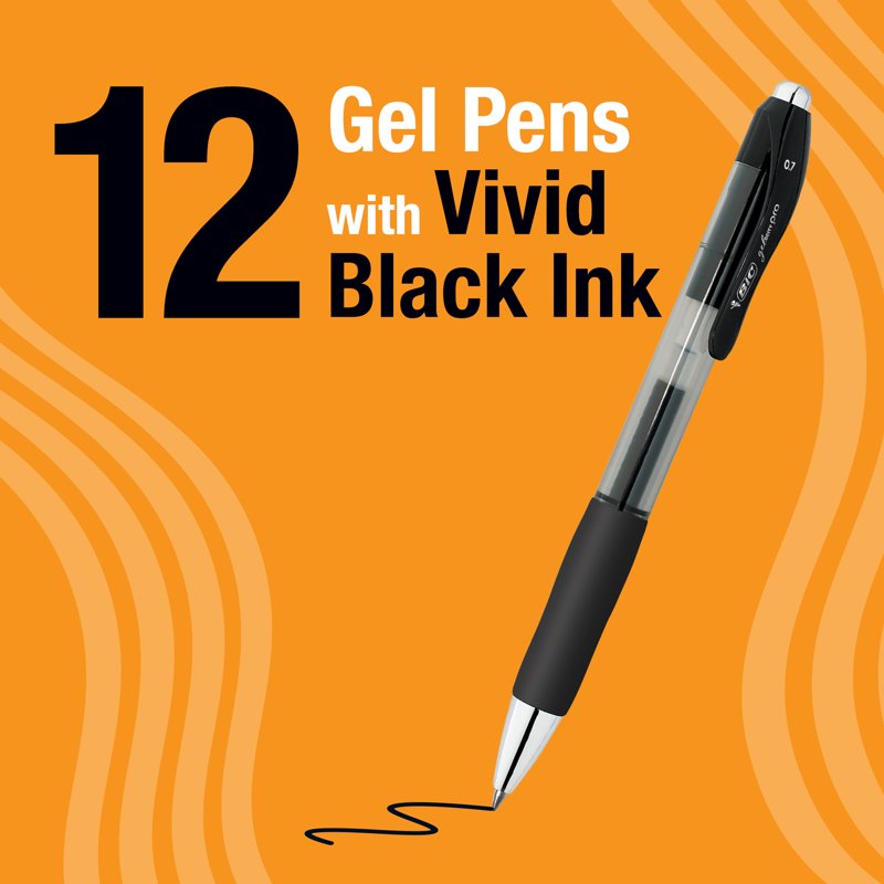 Gel Pens 12 Pack - Smooth, Smudge-Resistant Black Gel Ink Writing Set