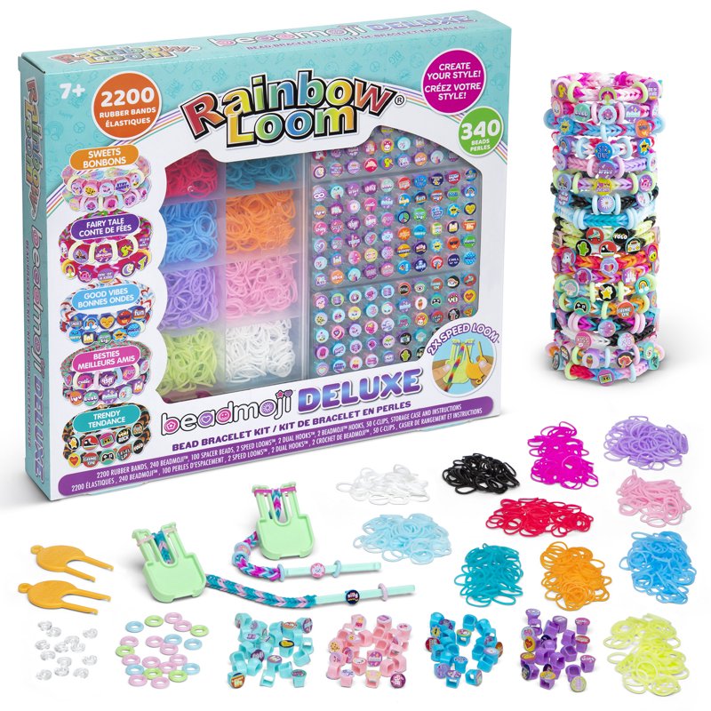 Kids Bead & Rubber Band Bracelet Kit with 2200 Bands & 340 Beads for Creative Jewelry Making