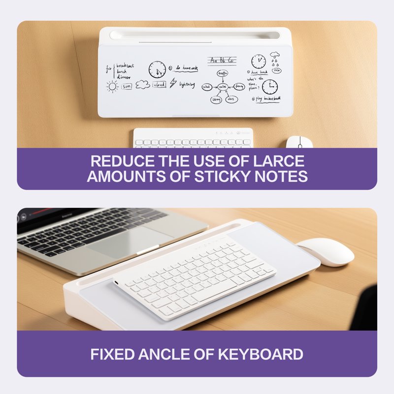 Desktop Whiteboard Organizer with Storage & Keyboard Stand - Dry Erase Board for Home Office