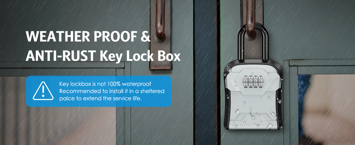 Key Lock Box with Removable Shackle 4-Digit Combination for Home & Garage Security