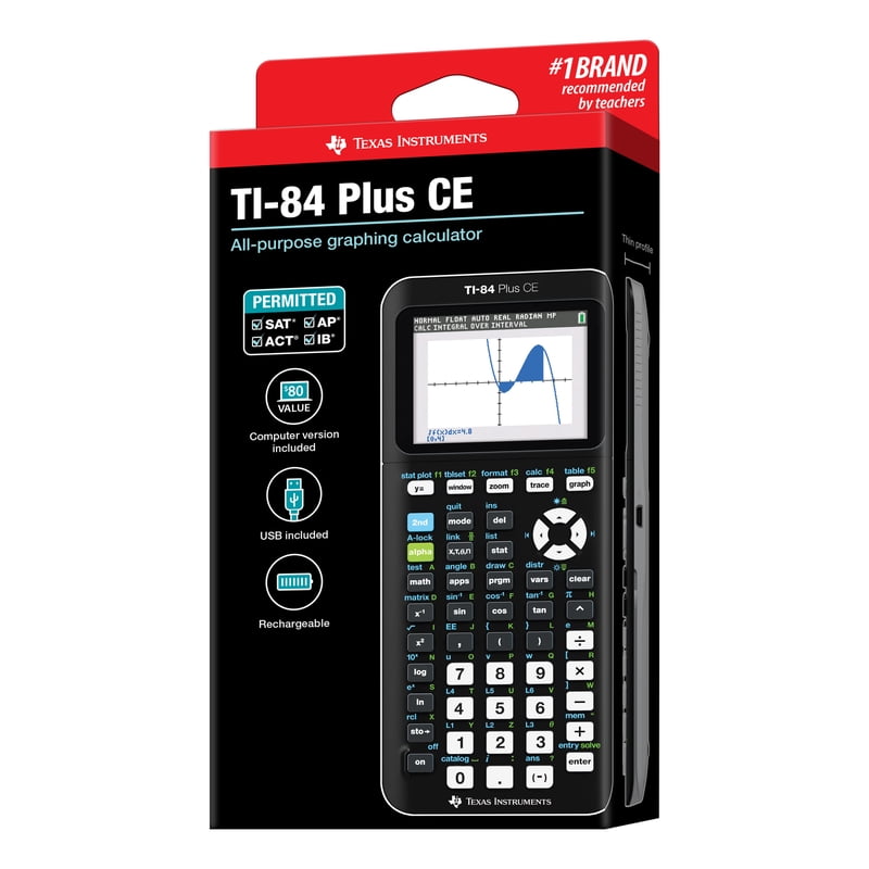 Graphing Calculator for Math and Science - TI-84 Plus CE, Color Screen, Rechargeable Battery
