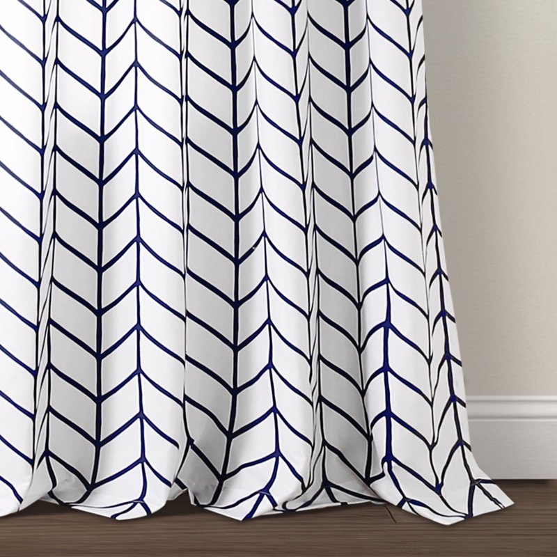 Grey Chevron Geo Window Curtain Panels Set - Modern Light Filtering Drapes, 52x84 Inches, Pair