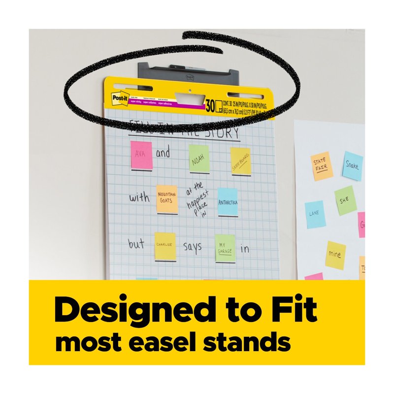 Post-it Super Sticky Easel Pad White 25x30 Inch Grid Lines, 1 Pad