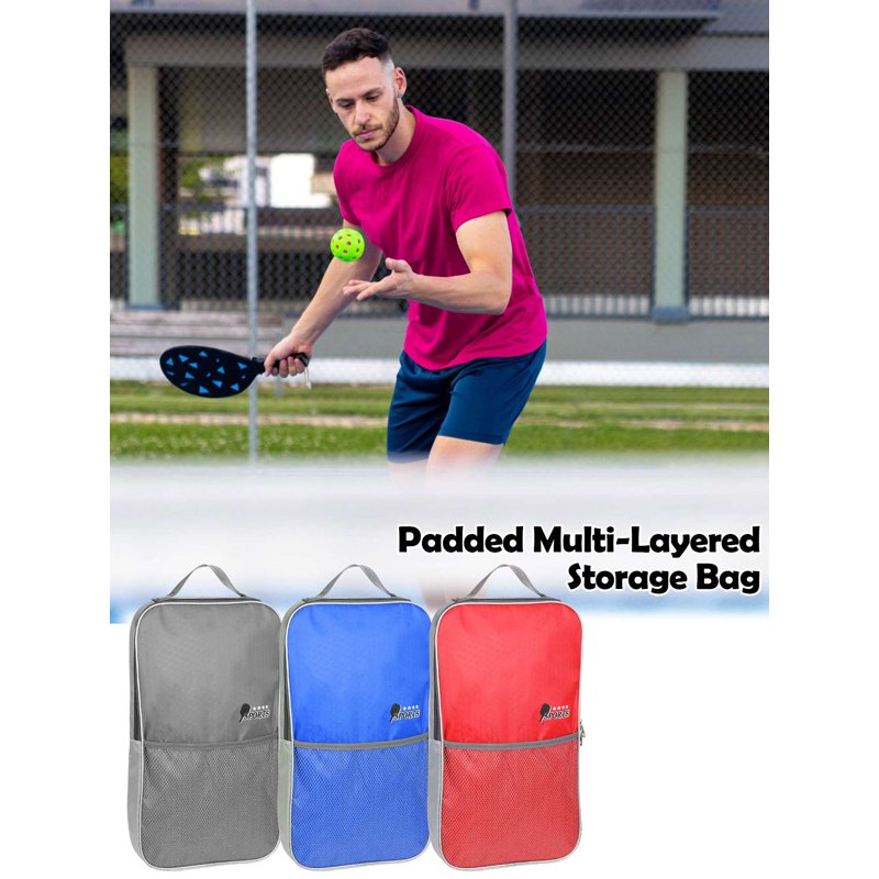 Deago Pickleball Sling Bag — Red, 2 Paddles & 4 Balls, Adjustable Strap