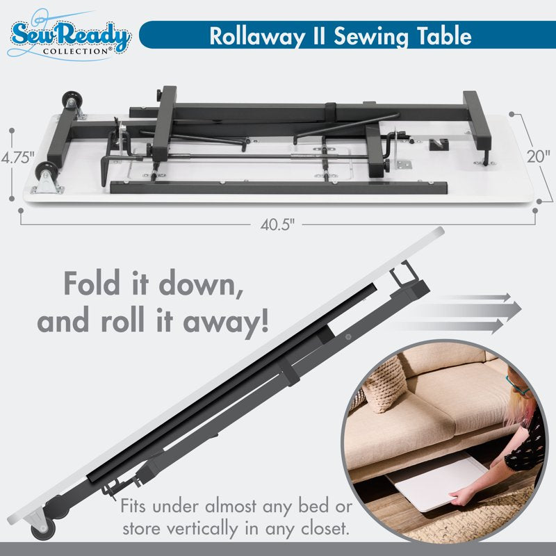 Portable Folding Sewing Table with Adjustable Height and Wheels
