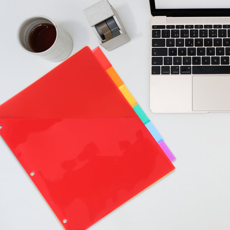 Multicolor Plastic Binder Dividers with Tabs for A4 & Letter Size Binders - 6 Pack
