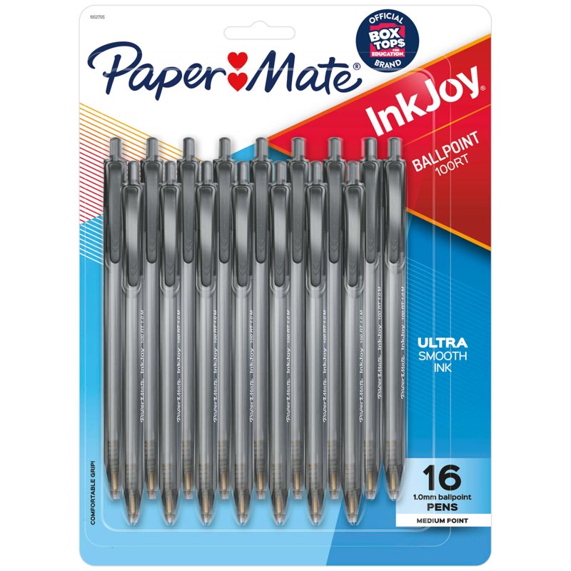 (3 Pack) Paper Mate InkJoy 100RT Retractable Ballpoint Pens - Black Ink, Medium Point
