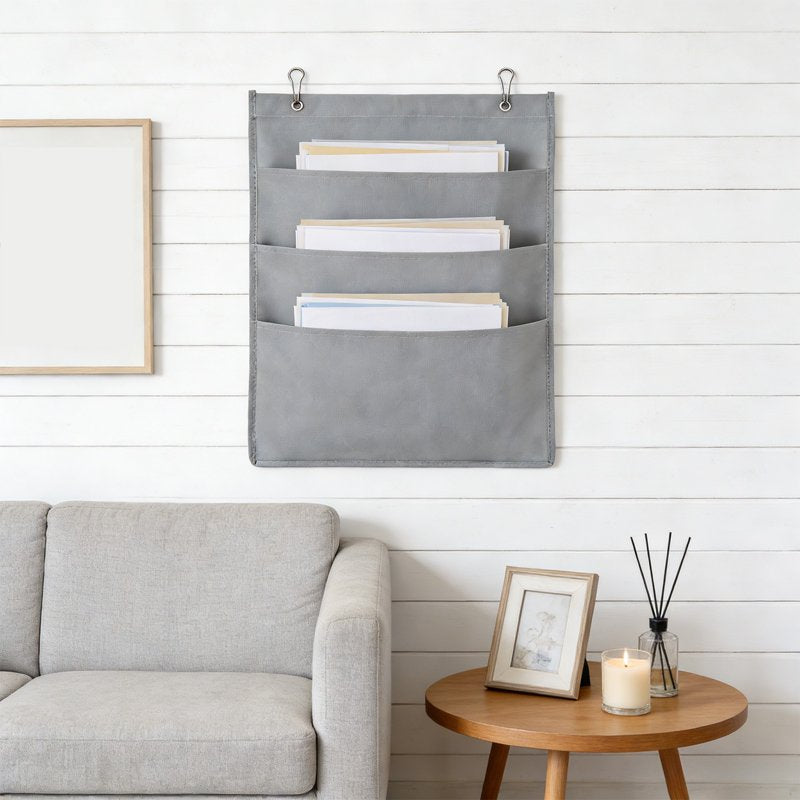 Wall File Organizer with 6 Pockets - Hanging Letter & A4 Paper Storage