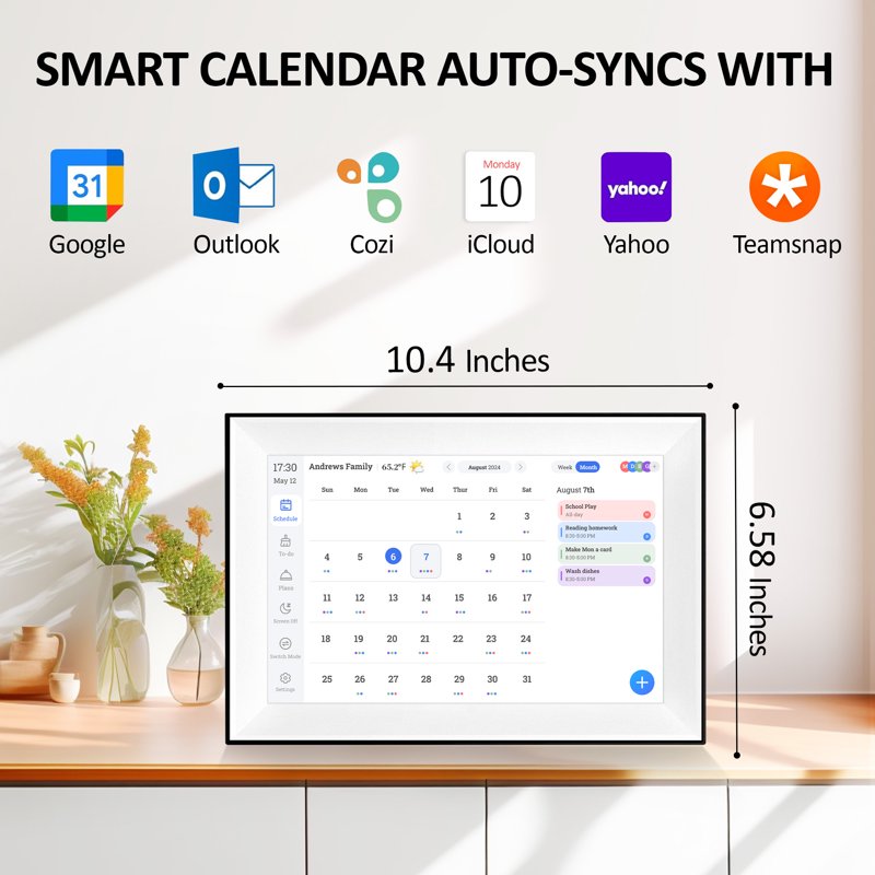 Digital Calendar Planner Touchscreen Display for Family Organization