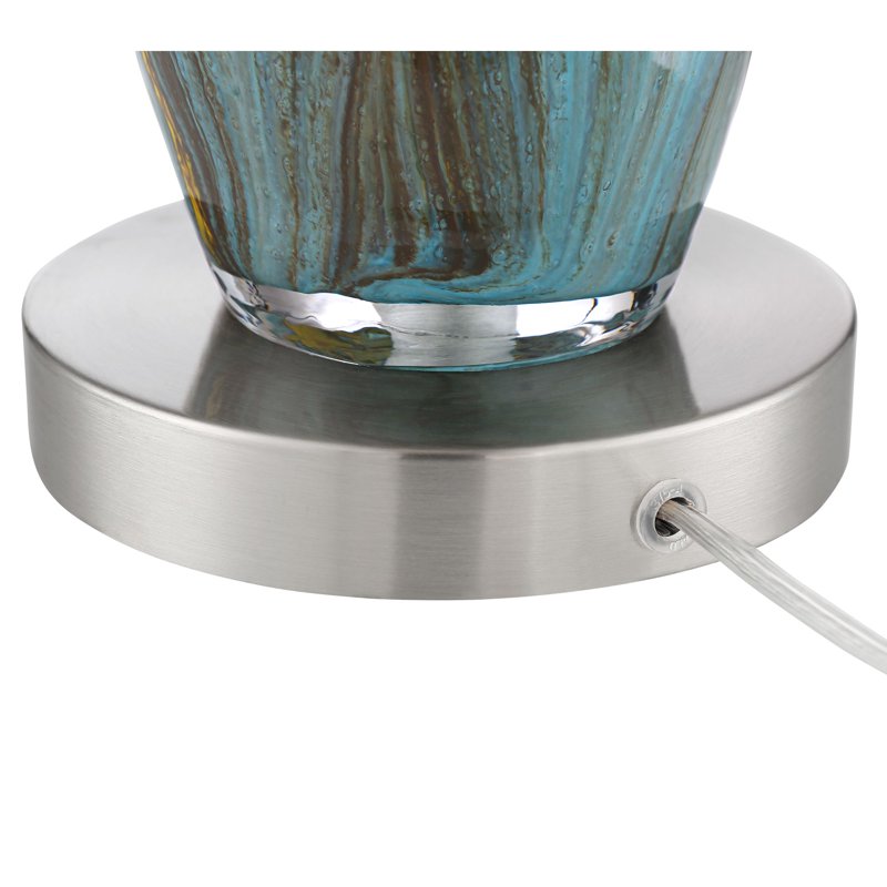 Modern Blue and Brown Glass Table Lamps Set of 2 - 29.5-inch Bedroom Living Room Decor