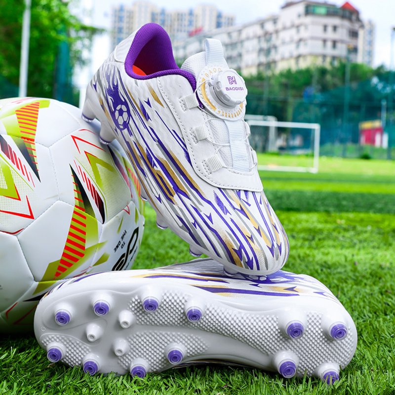 ChiVerve Unisex Kids Baseball Cleats, Softball & Soccer Football Shoes - White Purple AG