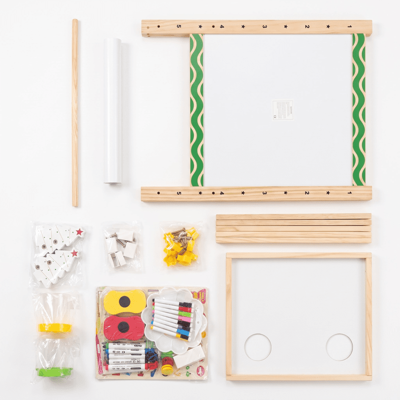 Kids Art Easel with Magnetic Whiteboard Chalkboard & Paper Roll - Adjustable 3-in-1 Wooden Drawing Stand for Toddlers