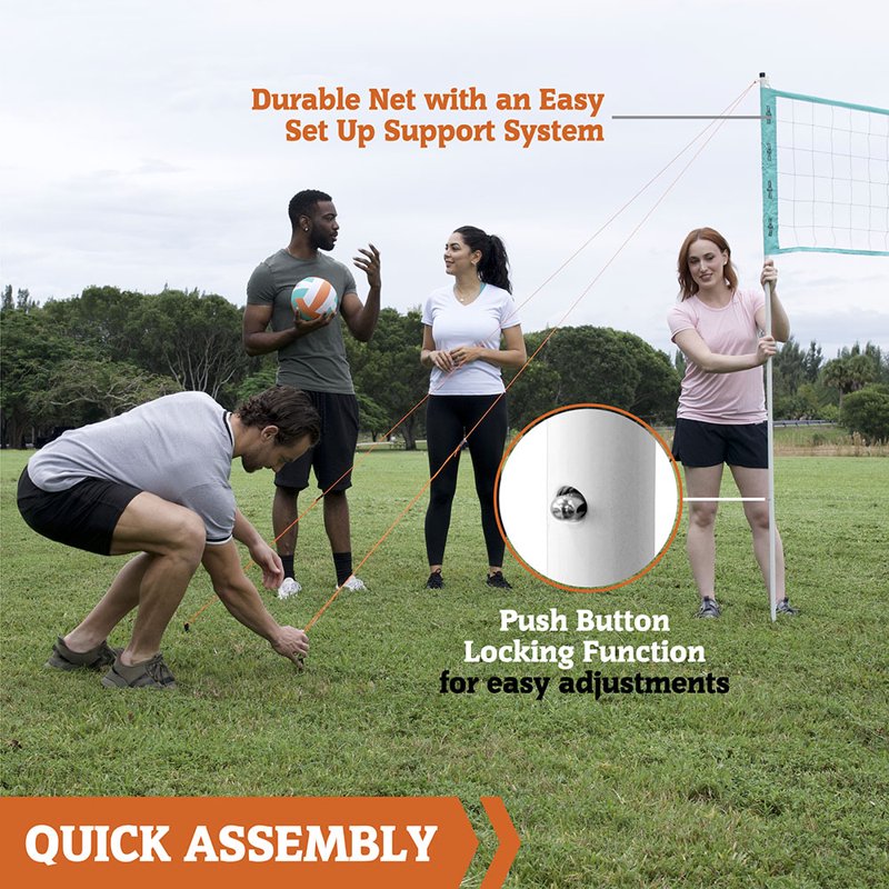 Outdoor Volleyball Set with Adjustable Steel Poles & Official Size Volleyball