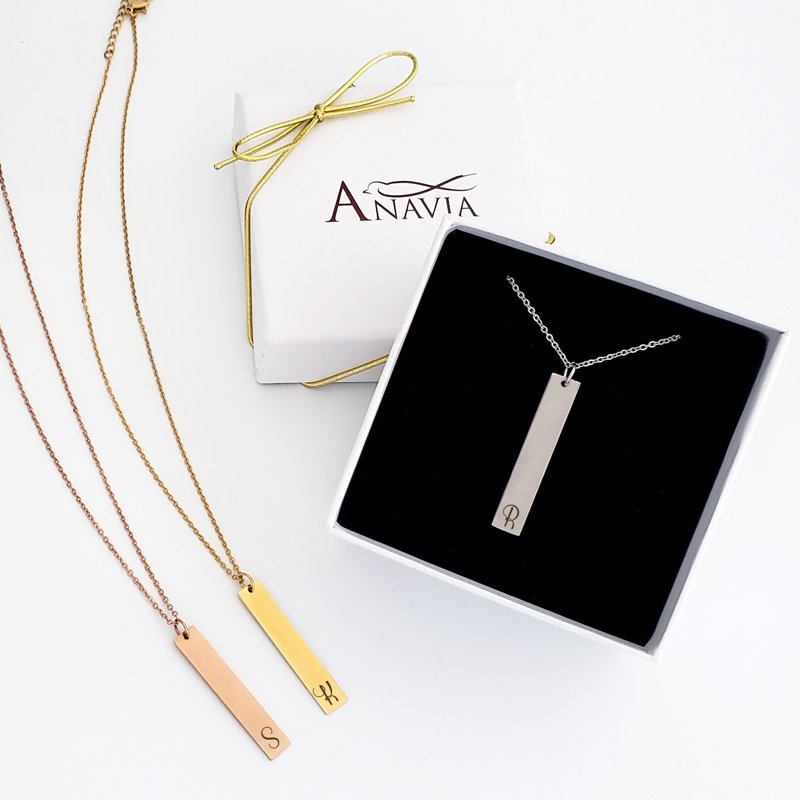 Personalized Vertical Bar Necklace - Custom Engraved Jewelry for Her, Gifts for Mom, Birthday & Special Occasions