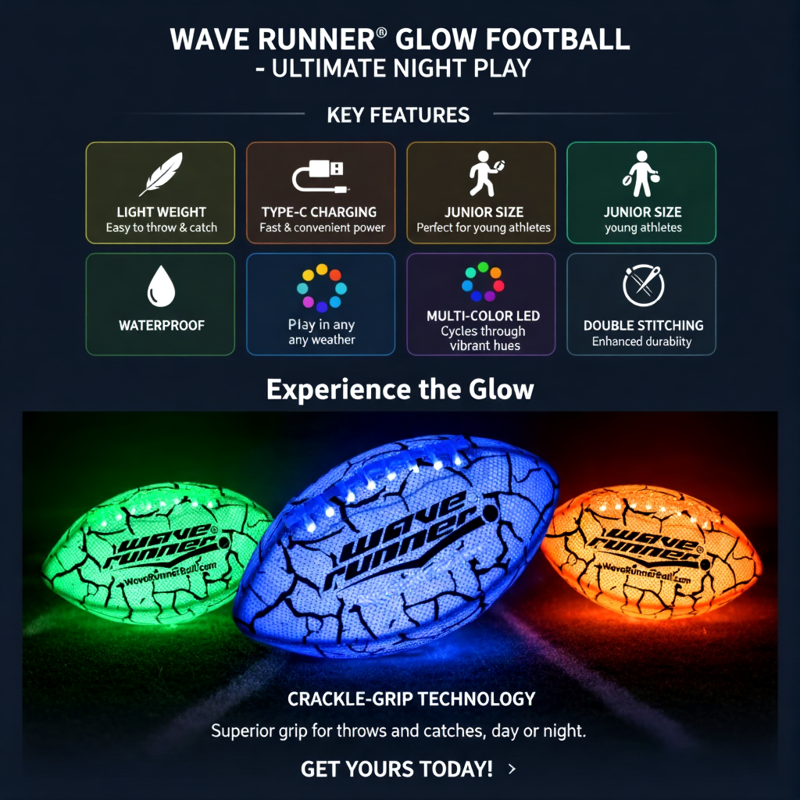 Glow in The Dark LED Football for Kids Teens & Adults Waterproof Night Play