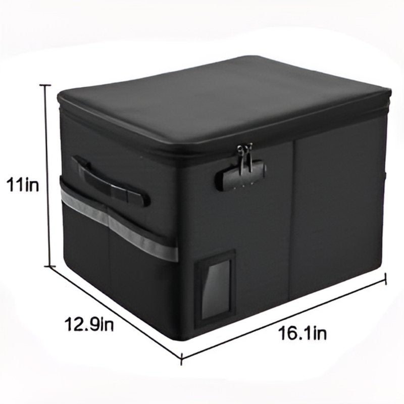 Letter-Size Portable Fireproof File Storage Box with Lock - Water-Resistant Organizer