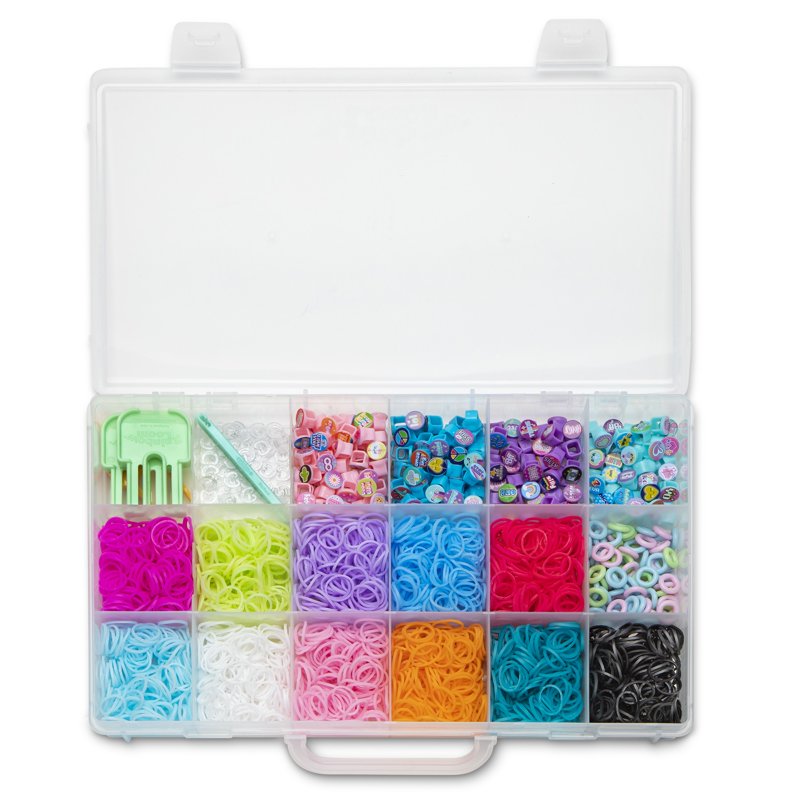 Kids Bead & Rubber Band Bracelet Kit with 2200 Bands & 340 Beads for Creative Jewelry Making