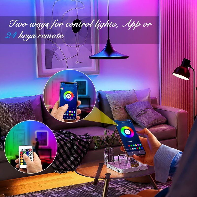 RGB LED Strip Lights 200ft with App & Remote Control for Home & Party Decor