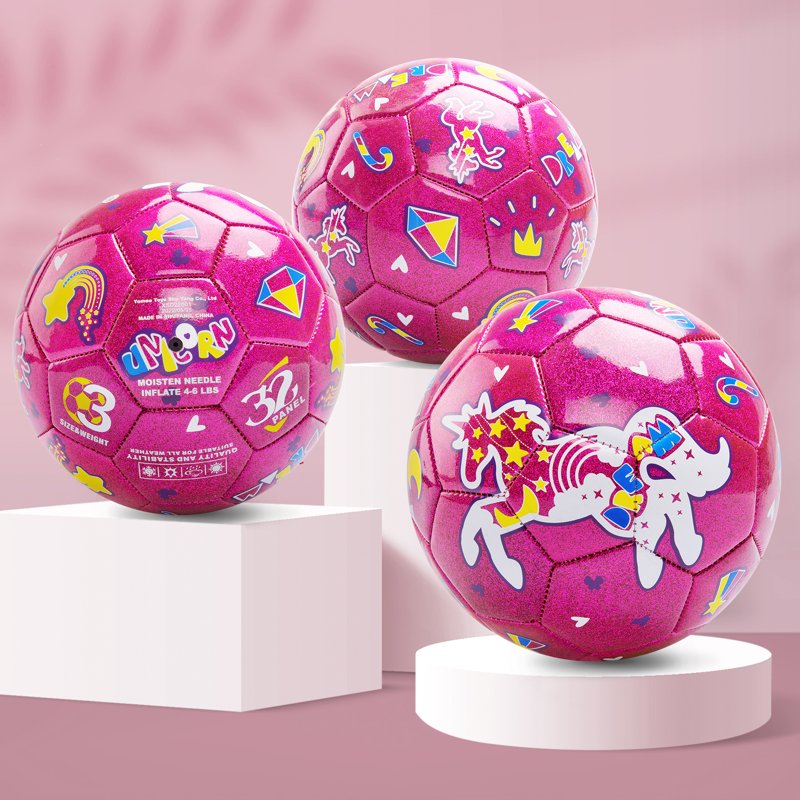 Size 3 Unicorn Soccer Ball with Pump | Glitter Pink Variation