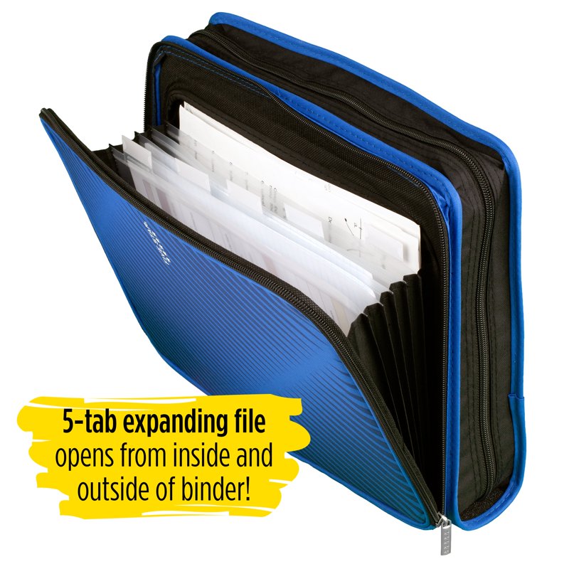 2-Inch Zipper Binder with Multi-Access File and 3 Rings, Red