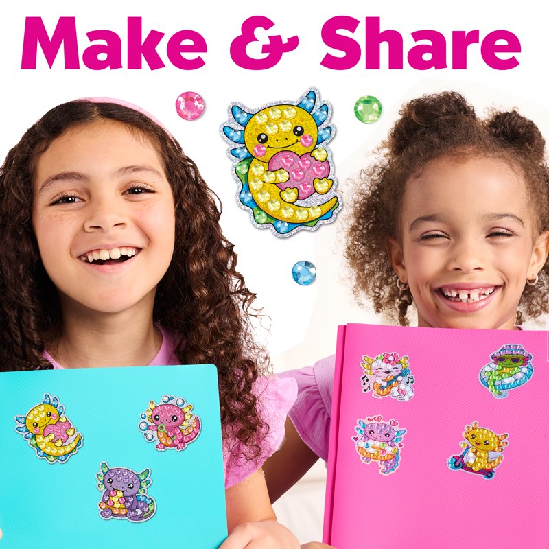 Kids Diamond Painting Craft Kit with Axolotl Suncatchers & Stickers - Creative Arts & Crafts for Ages 6-8+