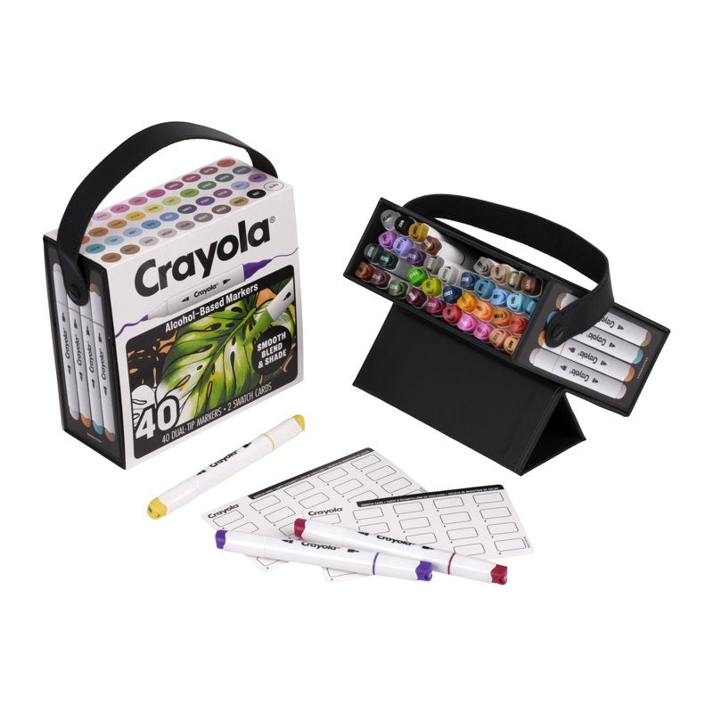 Assorted Crayola Dual-Tip Alcohol Marker Set for Adults - 40 Count with Fine & Chisel Tips