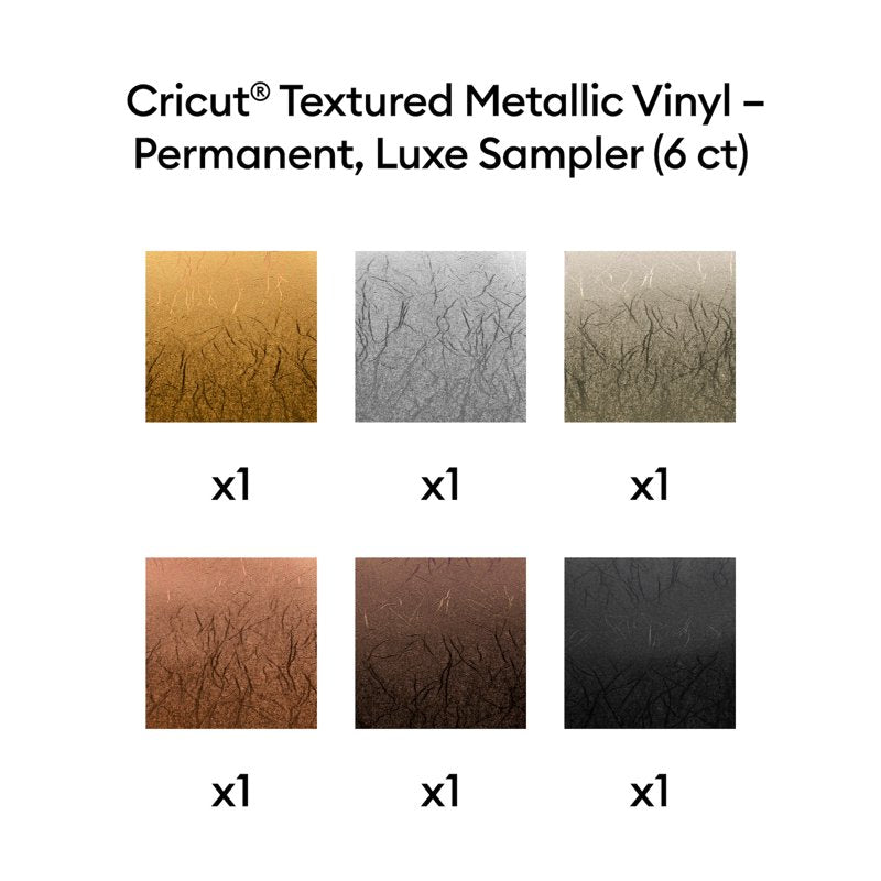 Textured Metallic Permanent Adhesive Vinyl Sampler - 6 Sheets, 12x12 Inches