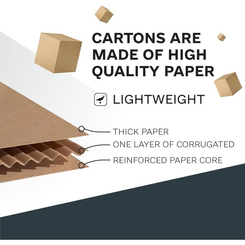 Corrugated Shipping Boxes Pack of 25 - Eco-Friendly Cardboard Mailing Containers