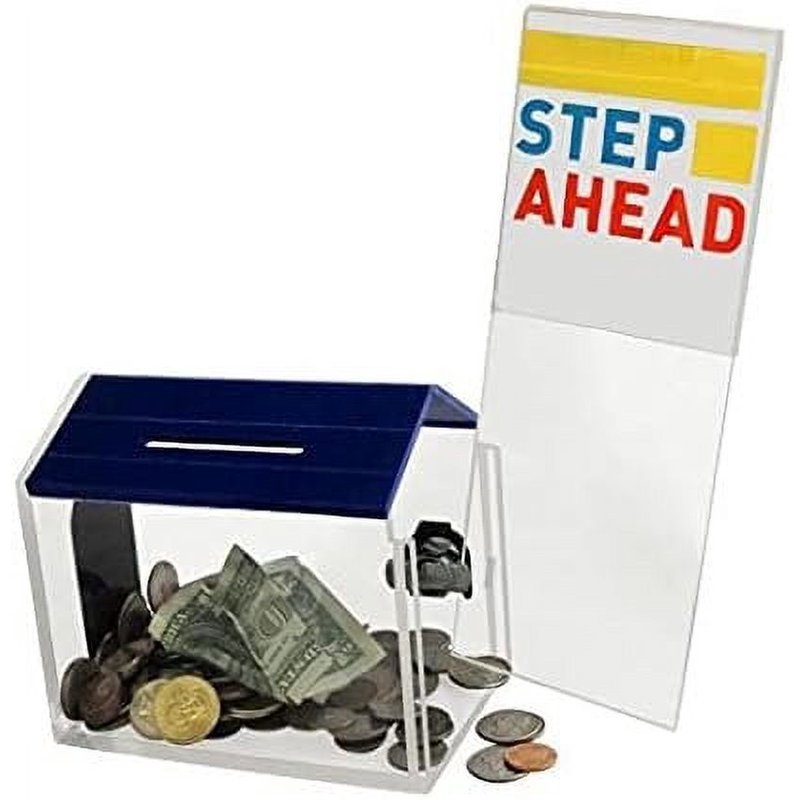 House Shaped Charity Donation Box with Lock & Sign Holder - Black