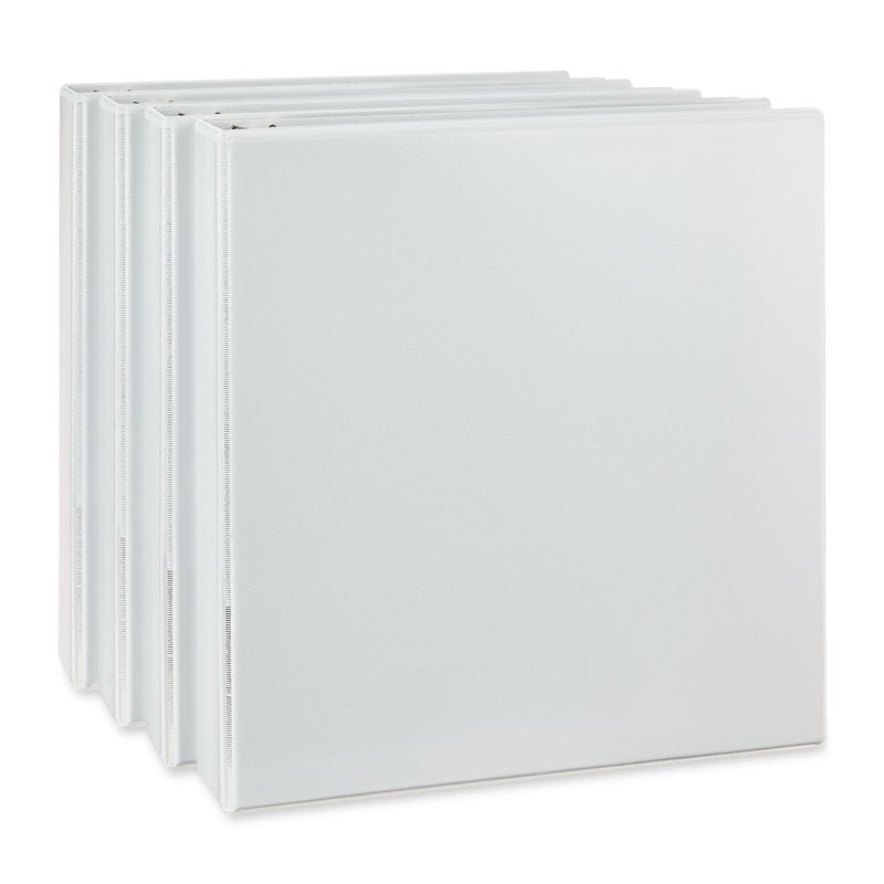 4 Pack View D-Ring Binders 1.5 Inch White for Office & School Organization