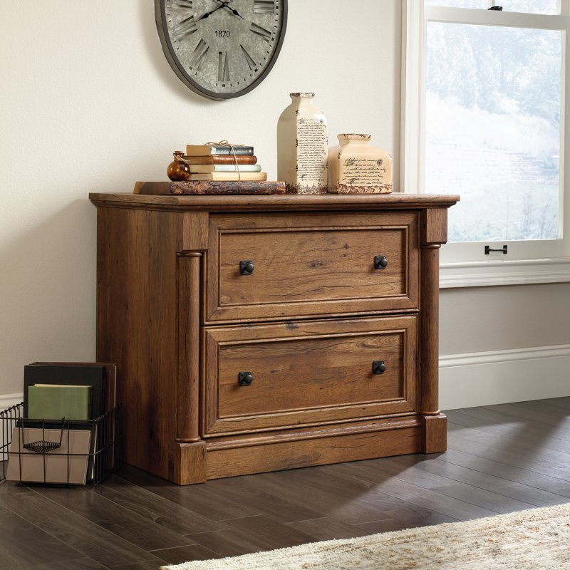 Sauder Palladia 2-Drawer Lateral File Cabinet - Vintage Oak Finish