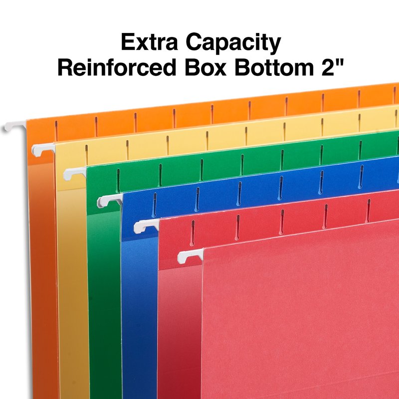 Reinforced Box Bottom Hanging File Folders 2 Inch Expansion Letter Size 50 Pack