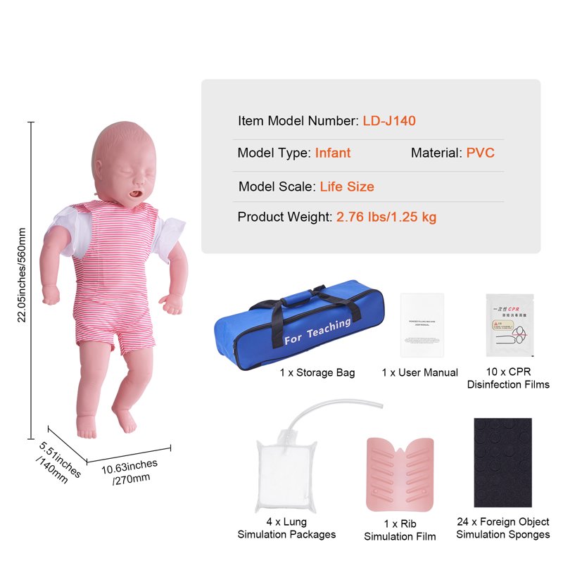 Infant CPR and Heimlich Practice Manikin - Baby Airway Management Training Model