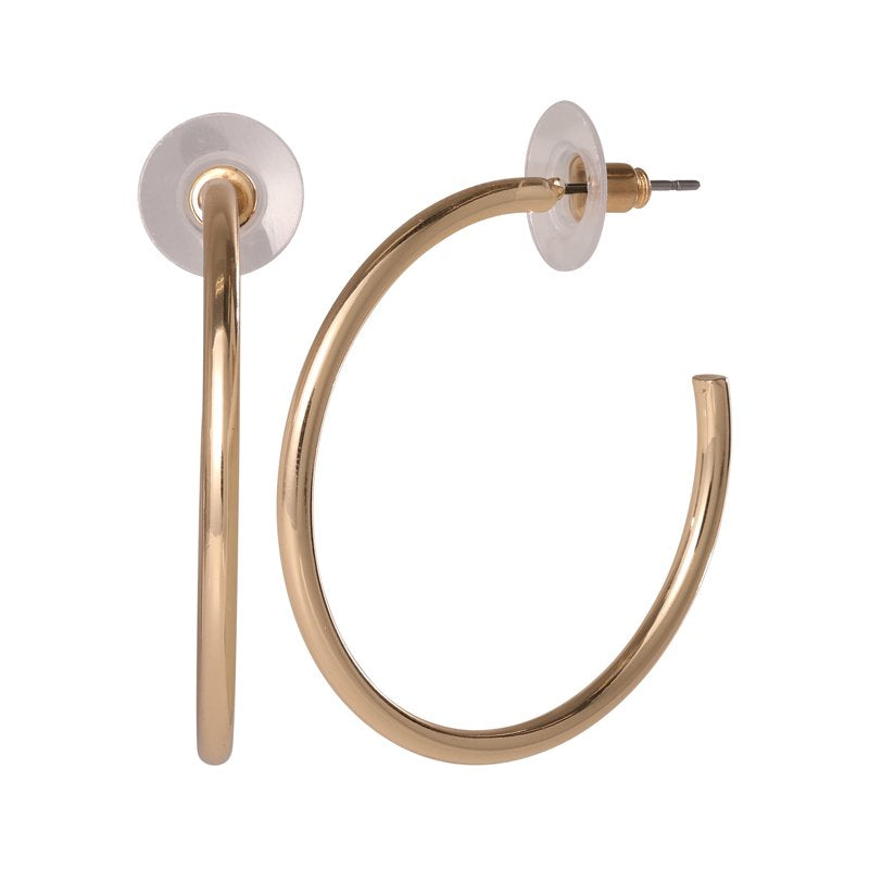 Gold-Tone Hoop Earrings with Cubic Zirconia Set for Women