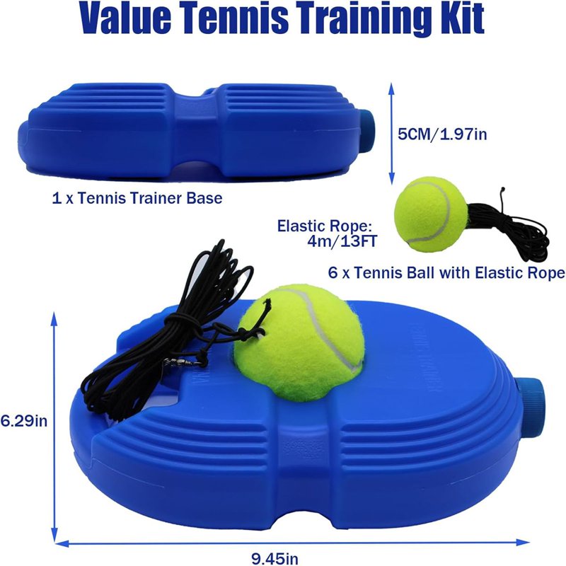 Solo Tennis Trainer Rebound Ball Set with 6 String Balls for Beginners & Kids