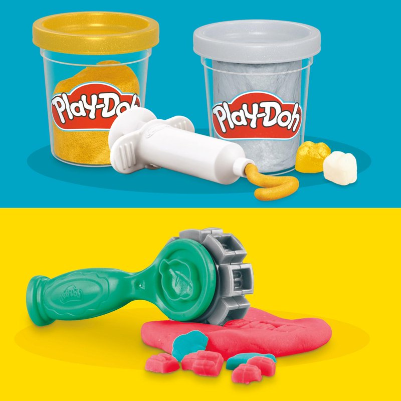 Play-Doh Dentist Playset with 8 Modeling Cans and 10 Dental Tools for Kids 3+