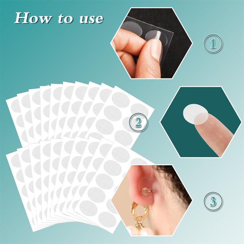 Earring Support Stickers for Split Earlobes - 50 Pcs Reinforcement Patches for Heavy Earrings