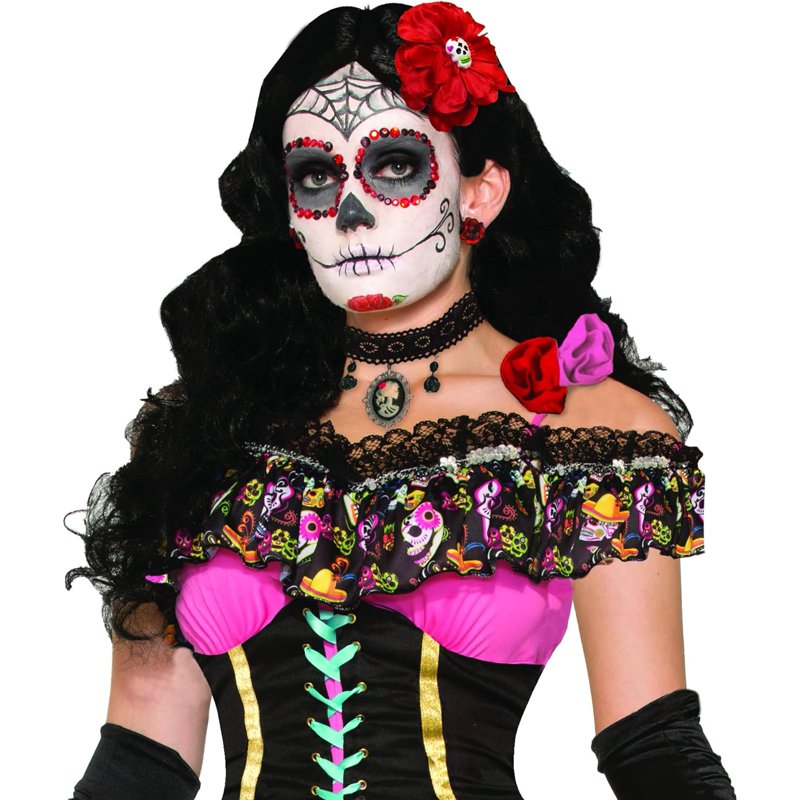 Day of the Dead Cameo Choker Necklace - Gothic Jewelry Accessory