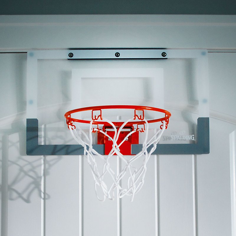 Indoor Over-the-Door Basketball Hoop with Polycarbonate Backboard and 9-Inch Breakaway Rim