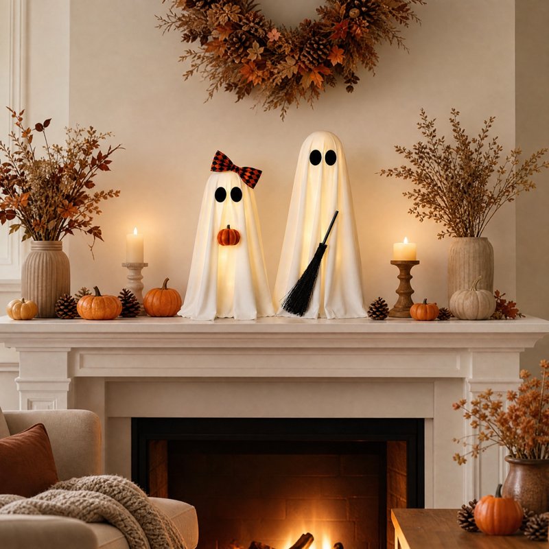 Light Up Ghost Halloween Decorations - Spooky Indoor Tabletop Figurines