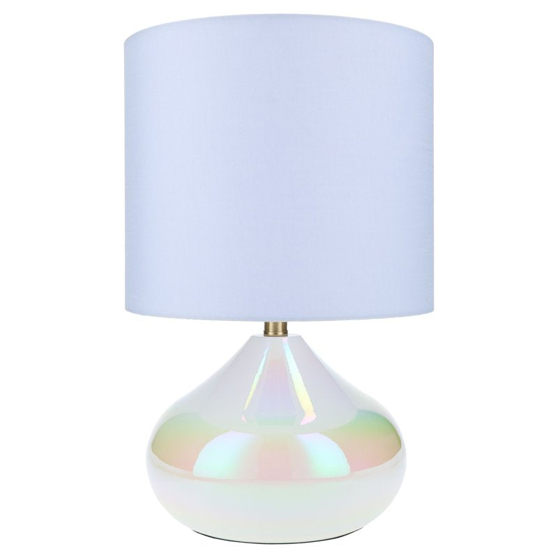 Kids 14-Inch Iridescent Table Lamp with Aqua Shade – Indoor Bedroom Lighting
